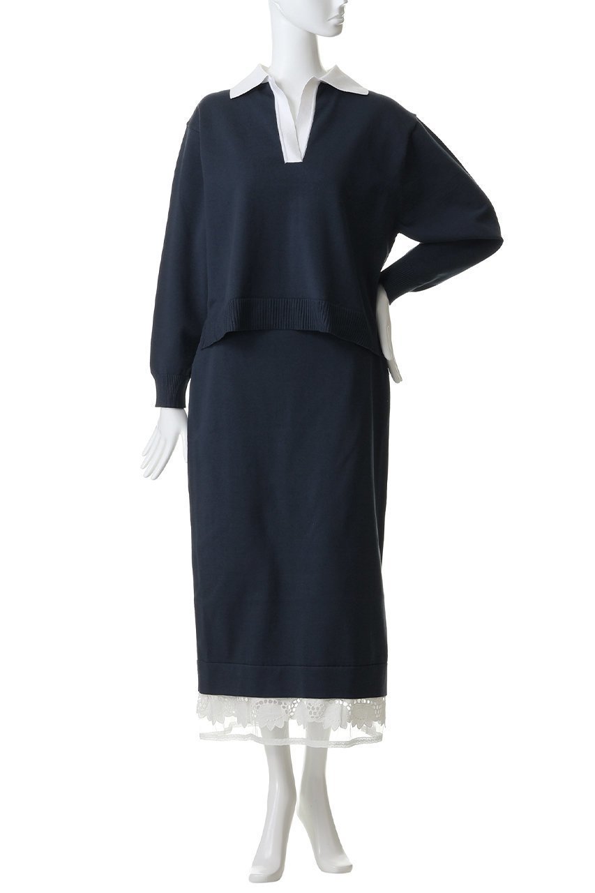 【ミュベール/MUVEIL】のスキッパーポロセットアップニット 人気、トレンドファッション・服の通販 founy(ファニー) 　ファッション　Fashion　レディースファッション　Fashion for Women　トップス・カットソー　Cut & Sew Tops　ニット　Knit Tops & Sweaters　カジュアルプルオーバー・ニットトップス　Pullovers & Knit Tops / Casual Pullovers　なめらか　Smooth, Silky Texture　シルク　Silk, 100% Silk　セットアップ　Set-Up, Coordinated Outfit　フィット　Fit, Slim Fit　フラワー　Flower, Floral　ボックス　Boxy, Box Shape　モチーフ　Motif, Design Theme　レース　Lace, Lace Fabric　other-8|ID: prp329100004848019 ipo3291000000035859244