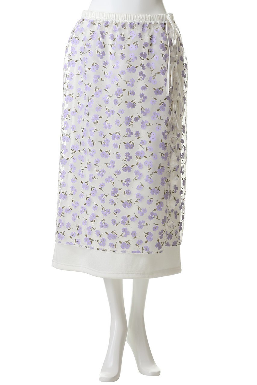 【ミュベール/MUVEIL】のフラワーフロッキープリントレイヤードスカート 人気、トレンドファッション・服の通販 founy(ファニー) 　ファッション　Fashion　レディースファッション　Fashion for Women　スカート　Skirts　ロングスカート　Long Skirts / Maxi & Midi Skirts　2026年　2026　おすすめ　Recommended / Our Picks　オーガンジー　Organza Fabric　プリント　Print, Printed Pattern　リボン　Ribbon, Bow　ロング　Long, Long-Length　エレガント 上品　Elegant　夏　Summer　春　Spring　S/S・春夏　SS, Spring/Summer, Warm Season　other-2|ID: prp329100004848020 ipo3291000000035430808