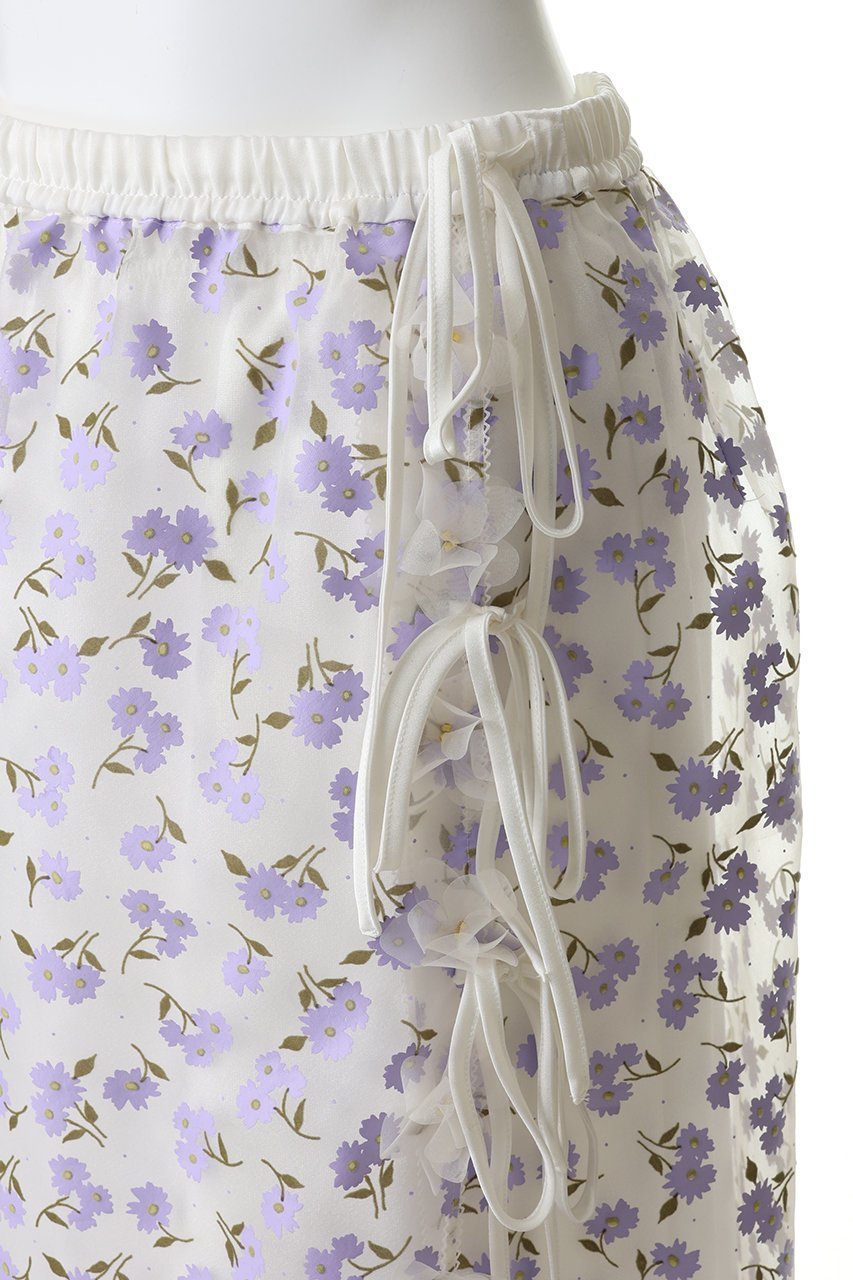 【ミュベール/MUVEIL】のフラワーフロッキープリントレイヤードスカート 人気、トレンドファッション・服の通販 founy(ファニー) 　ファッション　Fashion　レディースファッション　Fashion for Women　スカート　Skirts　ロングスカート　Long Skirts / Maxi & Midi Skirts　おすすめ　Recommended / Our Picks　オーガンジー　Organza Fabric　プリント　Print, Printed Pattern　リボン　Ribbon, Bow　ロング　Long, Long-Length　エレガント 上品　Elegant　other-5|ID: prp329100004848020 ipo3291000000035819527