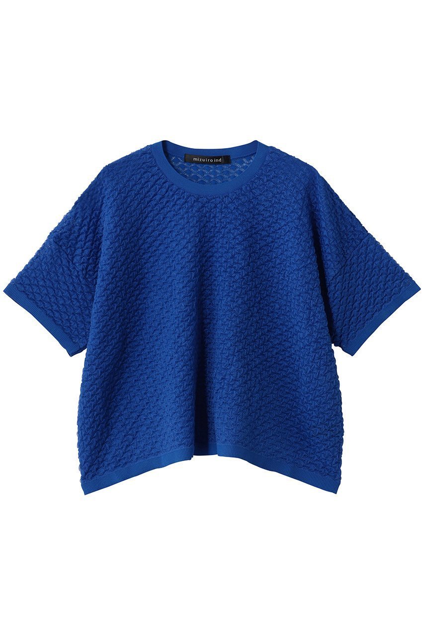 【ミズイロ インド/mizuiro ind】のpatterned sheer wide P/O プルオーバー インテリア・キッズ・メンズ・レディースファッション・服の通販 founy(ファニー) 　ファッション　Fashion　レディースファッション　Fashion for Women　トップス・カットソー　Cut & Sew Tops　ニット　Knit Tops & Sweaters　カジュアルプルオーバー・ニットトップス　Pullovers & Knit Tops / Casual Pullovers　2026年　2026　コンパクト　Compact, Small Size　シアー　Sheer, See-Through　スリーブ　Sleeve, Long Sleeve / Short Sleeve　ハーフ　Half, Half-Length　ワイド　Wide, Wide Fit　夏　Summer　春　Spring　S/S・春夏　SS, Spring/Summer, Warm Season　blue|ID: prp329100004848041 ipo3291000000035431183