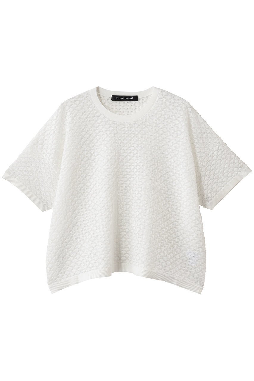 【ミズイロ インド/mizuiro ind】のpatterned sheer wide P/O プルオーバー インテリア・キッズ・メンズ・レディースファッション・服の通販 founy(ファニー) 　ファッション　Fashion　レディースファッション　Fashion for Women　トップス・カットソー　Cut & Sew Tops　ニット　Knit Tops & Sweaters　カジュアルプルオーバー・ニットトップス　Pullovers & Knit Tops / Casual Pullovers　2026年　2026　コンパクト　Compact, Small Size　シアー　Sheer, See-Through　スリーブ　Sleeve, Long Sleeve / Short Sleeve　ハーフ　Half, Half-Length　ワイド　Wide, Wide Fit　夏　Summer　春　Spring　S/S・春夏　SS, Spring/Summer, Warm Season　off white|ID: prp329100004848041 ipo3291000000035956190