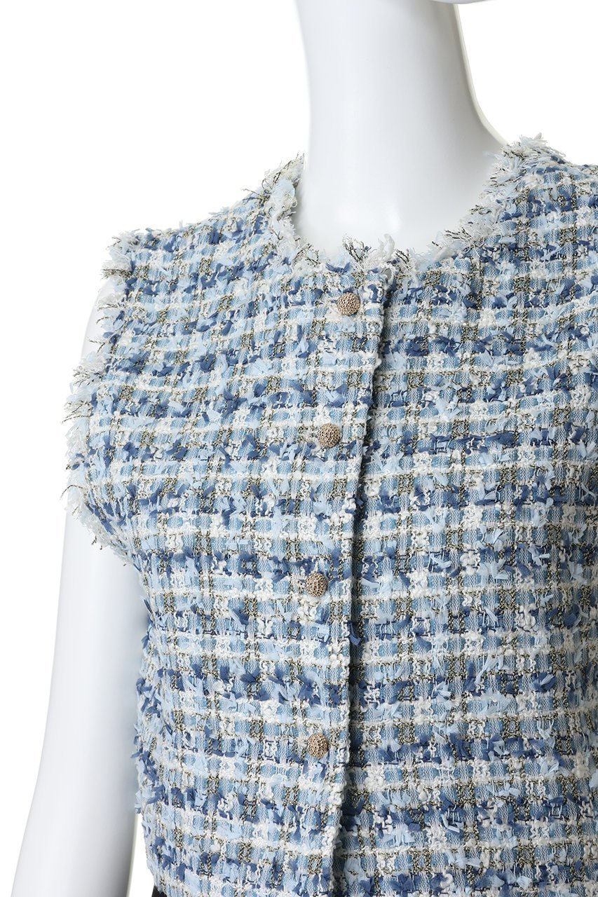 【ランバン オン ブルー/LANVIN en Bleu】のリボンヤーンツイードショートベスト 人気、トレンドファッション・服の通販 founy(ファニー) 　ファッション　Fashion　レディースファッション　Fashion for Women　アウター　Coat / Outerwear Collection　レディースジャケット・軽アウター　Jackets　2026年　2026　クラシカル　Classical, Vintage-Inspired　コンパクト　Compact, Small Size　ショート　Short, Short Length　ジャケット　Jacket, Outerwear　ツイード　Twill, Twill Weave　バランス　Balance, Style Balance　フォーマル　Formal, Dressy　ベスト　Vest, Waistcoat　夏　Summer　春　Spring　S/S・春夏　SS, Spring/Summer, Warm Season　other-5|ID: prp329100004848051 ipo3291000000035859252