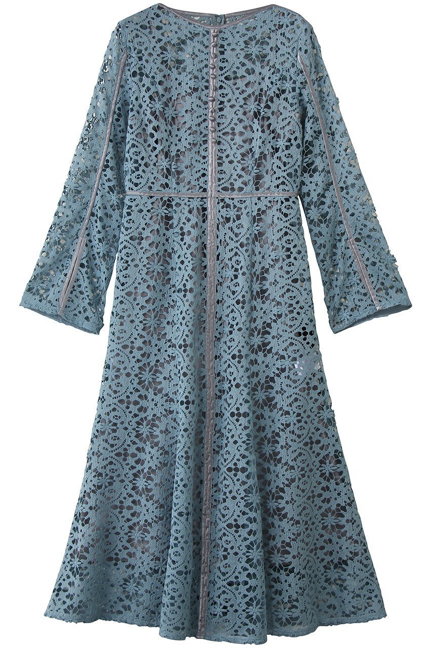 【ランバン オン ブルー/LANVIN en Bleu】のケミカルレースパイピングワンピース インテリア・キッズ・メンズ・レディースファッション・服の通販 founy(ファニー) 　ファッション　Fashion　レディースファッション　Fashion for Women　ワンピース　Dresses　チュニック　Tunic Tops & Dresses　2026年　2026　ケミカル　Chemical, Chemical Wash　スリット　Slit, Slit Detail　チュニック　Tunic, Long Top　マーメイド　Mermaid, Fishtail Silhouette　レース　Lace, Lace Fabric　ロング　Long, Long-Length　エレガント 上品　Elegant　夏　Summer　春　Spring　S/S・春夏　SS, Spring/Summer, Warm Season　ブルー|ID: prp329100004848064 ipo3291000000035431372