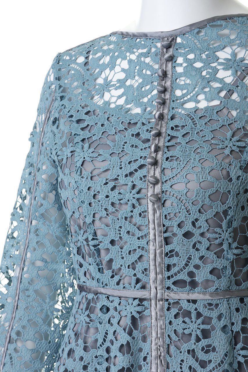 【ランバン オン ブルー/LANVIN en Bleu】のケミカルレースパイピングワンピース 人気、トレンドファッション・服の通販 founy(ファニー) 　ファッション　Fashion　レディースファッション　Fashion for Women　ワンピース　Dresses　チュニック　Tunic Tops & Dresses　ケミカル　Chemical, Chemical Wash　スリット　Slit, Slit Detail　チュニック　Tunic, Long Top　マーメイド　Mermaid, Fishtail Silhouette　レース　Lace, Lace Fabric　ロング　Long, Long-Length　エレガント 上品　Elegant　other-5|ID: prp329100004848064 ipo3291000000035955508