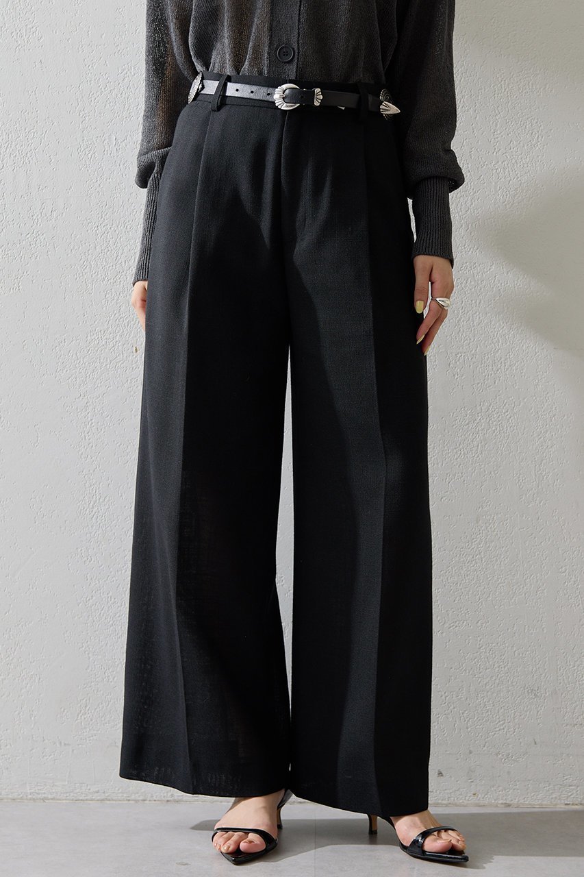 【ウィムガゼット/Whim Gazette】のリネンライクワイドパンツ インテリア・キッズ・メンズ・レディースファッション・服の通販 founy(ファニー) 　ファッション　Fashion　レディースファッション　Fashion for Women　パンツ　Pants & Trousers　2026年　2026　おすすめ　Recommended / Our Picks　クール　Cool, Chic　セットアップ　Set-Up, Coordinated Outfit　センター　Center, Center Line　フロント　Front, Front Design　ワイド　Wide, Wide Fit　エレガント 上品　Elegant　夏　Summer　春　Spring　S/S・春夏　SS, Spring/Summer, Warm Season　ブラック|ID: prp329100004848446 ipo3291000000036025732