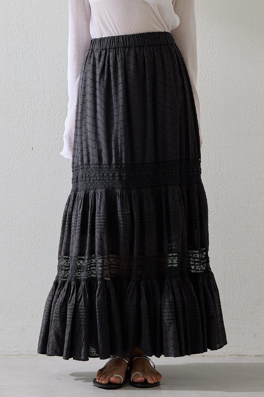 【ウィムガゼット/Whim Gazette】のコットンギャザーマキシスカート インテリア・キッズ・メンズ・レディースファッション・服の通販 founy(ファウニー) 　ファッション　Fashion　レディースファッション　Fashion for Women　スカート　Skirts　ロングスカート　Long Skirts / Maxi & Midi Skirts　おすすめ　Recommended / Our Picks　インド　Indian Textile　ギャザー　Gathered, Ruffled　ティアードスカート　Tiered Skirt, Flounced Skirt　レース　Lace, Lace Fabric　ロング　Long, Long-Length　チャコールグレー|ID: prp329100004848447 ipo3291000000036929188