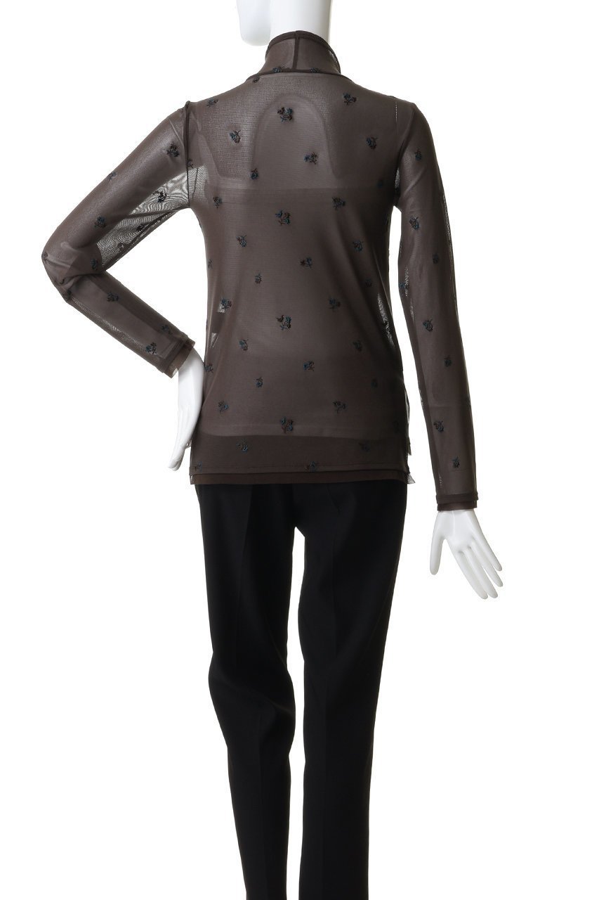 【ランバン オン ブルー/LANVIN en Bleu】のフラワー刺しゅうチュールカットソー 人気、トレンドファッション・服の通販 founy(ファニー) 　ファッション　Fashion　レディースファッション　Fashion for Women　トップス・カットソー　Cut & Sew Tops　シャツ・ブラウス・オフィスカジュアル　Elegant Blouses & Button-Ups　ロングTシャツ・Tシャツ　Longline T-Shirts & Tees　カットソー・ベーシックTシャツ　Cut-and-Sewn Tops / Stretch Tees & Basics　2026年　2026　カットソー　Cut and Sewn Top　カーディガン　Cardigan, Knitwear　キャミソール　Camisole, Spaghetti Strap Top　スタンド　Stand Collar, Upright Stand　スリーブ　Sleeve, Long Sleeve / Short Sleeve　チュール　Tulip, Tulip Motif　フェミニン　Feminine, Girly　フラワー　Flower, Floral　ロング　Long, Long-Length　夏　Summer　春　Spring　S/S・春夏　SS, Spring/Summer, Warm Season　other-4|ID: prp329100004848454 ipo3291000000035444345