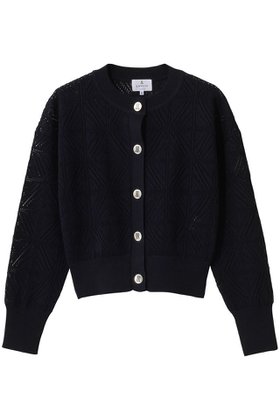 【ランバン オン ブルー/LANVIN en Bleu】 JLメタルボタンレースニットカーディガン人気、トレンドファッション・服の通販 founy(ファニー) ファッション Fashion レディースファッション Fashion for Women トップス・カットソー Cut & Sew Tops ニット Knit Tops & Sweaters カーディガン・羽織り Layered Style Cardigans 2026年 2026 カーディガン Cardigan, Knitwear コンパクト Compact, Small Size ショート Short, Short Length フェミニン Feminine, Girly プリント Print, Printed Pattern メタル Metal, Metal Parts モダン Modern, Contemporary 夏 Summer 春 Spring S/S・春夏 SS, Spring/Summer, Warm Season |ID:prp329100004848456
