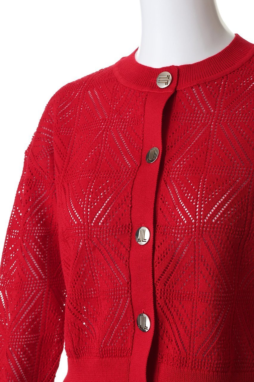 【ランバン オン ブルー/LANVIN en Bleu】のJLメタルボタンレースニットカーディガン 人気、トレンドファッション・服の通販 founy(ファニー) 　ファッション　Fashion　レディースファッション　Fashion for Women　トップス・カットソー　Cut & Sew Tops　ニット　Knit Tops & Sweaters　カーディガン・羽織り　Layered Style Cardigans　2026年　2026　カーディガン　Cardigan, Knitwear　コンパクト　Compact, Small Size　ショート　Short, Short Length　フェミニン　Feminine, Girly　プリント　Print, Printed Pattern　メタル　Metal, Metal Parts　モダン　Modern, Contemporary　夏　Summer　春　Spring　S/S・春夏　SS, Spring/Summer, Warm Season　other-5|ID: prp329100004848456 ipo3291000000035444360