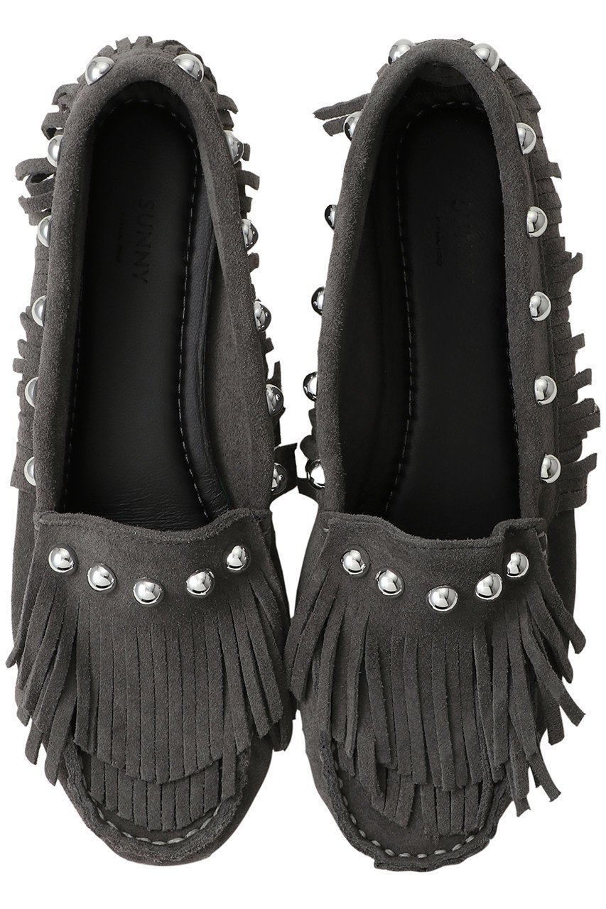 【ペリーコ/PELLICO】の【PELLICO SUNNY】SACO スタッズ付きフリンジモカシン インテリア・キッズ・メンズ・レディースファッション・服の通販 founy(ファニー) 　ファッション　Fashion　レディースファッション　Fashion for Women　2026年　2026　シューズ　Shoes, Footwear　スタッズ　Studs, Metal Accents　デニム　Denim, Jeans Material　フラット　Flat, Flat Shoes　フリンジ　Fringe, Tassel　リラックス　Relax, Relaxed Fit　夏　Summer　春　Spring　S/S・春夏　SS, Spring/Summer, Warm Season　グレー|ID: prp329100004848467 ipo3291000000035444460