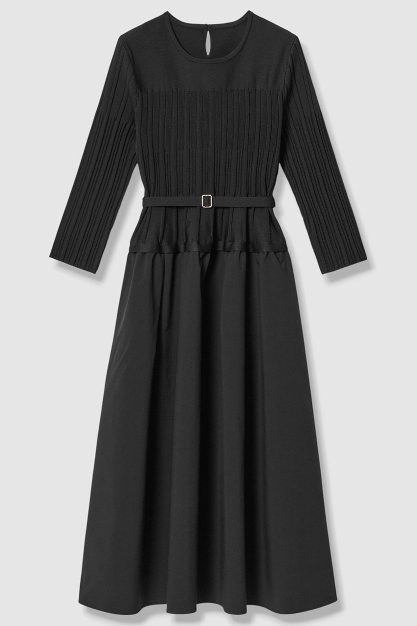 【アナイ/ANAYI】のタフタドッキング ワンピース インテリア・キッズ・メンズ・レディースファッション・服の通販 founy(ファウニー) 　ファッション　Fashion　レディースファッション　Fashion for Women　ワンピース　Dresses　チュニック　Tunic Tops & Dresses　タフタ　Taffeta, Structured Fabric　チュニック　Tunic, Long Top　デコルテ　Décolleté, Neckline　ドッキング　Docking, Mixed Material　ネックレス　Necklace, Pendant Necklace　フラット　Flat, Flat Shoes　ペチコート　Petticoat, Underskirt　ロング　Long, Long-Length　ブラック|ID: prp329100004848478 ipo3291000000036929411