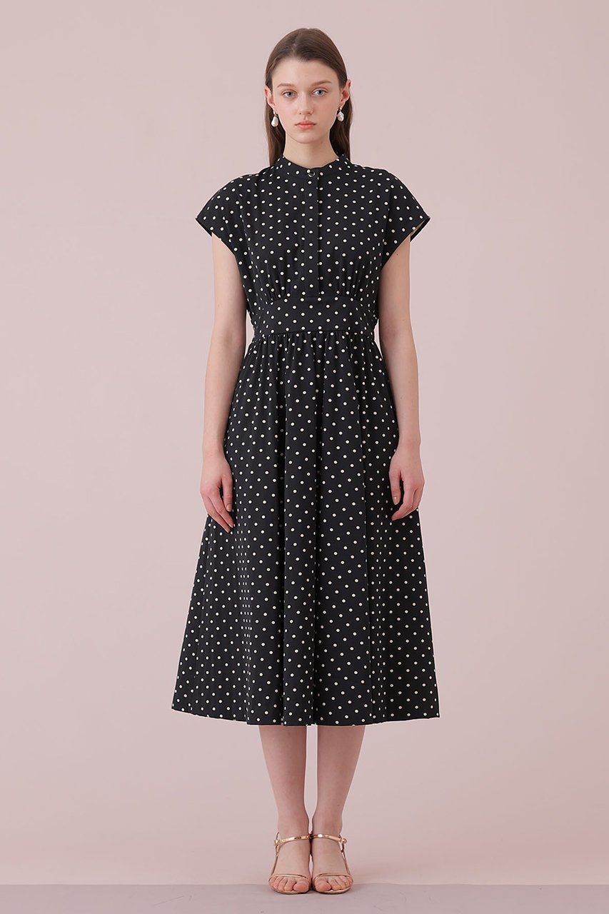 【アナイ/ANAYI】のモノトーンドットジャガードフレア ワンピース 人気、トレンドファッション・服の通販 founy(ファニー) 　ファッション　Fashion　レディースファッション　Fashion for Women　ワンピース　Dresses　チュニック　Tunic Tops & Dresses　2026年　2026　ジャカード／ジャガード　Jacquard, Woven Pattern　ストレッチ　Stretch, Stretchy Fabric　スリーブ　Sleeve, Long Sleeve / Short Sleeve　チュニック　Tunic, Long Top　ハーフ　Half, Half-Length　リラックス　Relax, Relaxed Fit　ロング　Long, Long-Length　夏　Summer　春　Spring　S/S・春夏　SS, Spring/Summer, Warm Season　軽量　Lightweight, Ultra Light　other-4|ID: prp329100004848480 ipo3291000000035444560