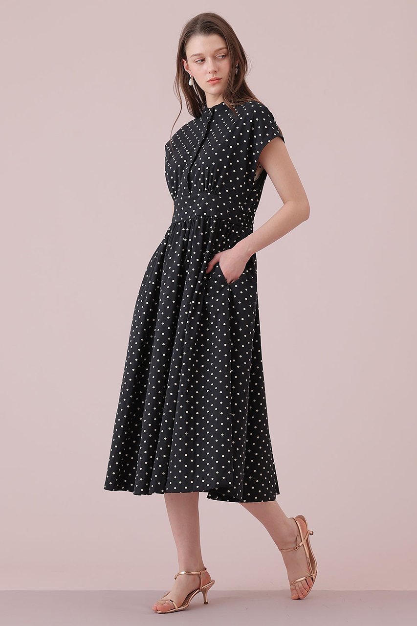 【アナイ/ANAYI】のモノトーンドットジャガードフレア ワンピース 人気、トレンドファッション・服の通販 founy(ファニー) 　ファッション　Fashion　レディースファッション　Fashion for Women　ワンピース　Dresses　チュニック　Tunic Tops & Dresses　2026年　2026　ジャカード／ジャガード　Jacquard, Woven Pattern　ストレッチ　Stretch, Stretchy Fabric　スリーブ　Sleeve, Long Sleeve / Short Sleeve　チュニック　Tunic, Long Top　ハーフ　Half, Half-Length　リラックス　Relax, Relaxed Fit　ロング　Long, Long-Length　夏　Summer　春　Spring　S/S・春夏　SS, Spring/Summer, Warm Season　軽量　Lightweight, Ultra Light　other-7|ID: prp329100004848480 ipo3291000000035444563