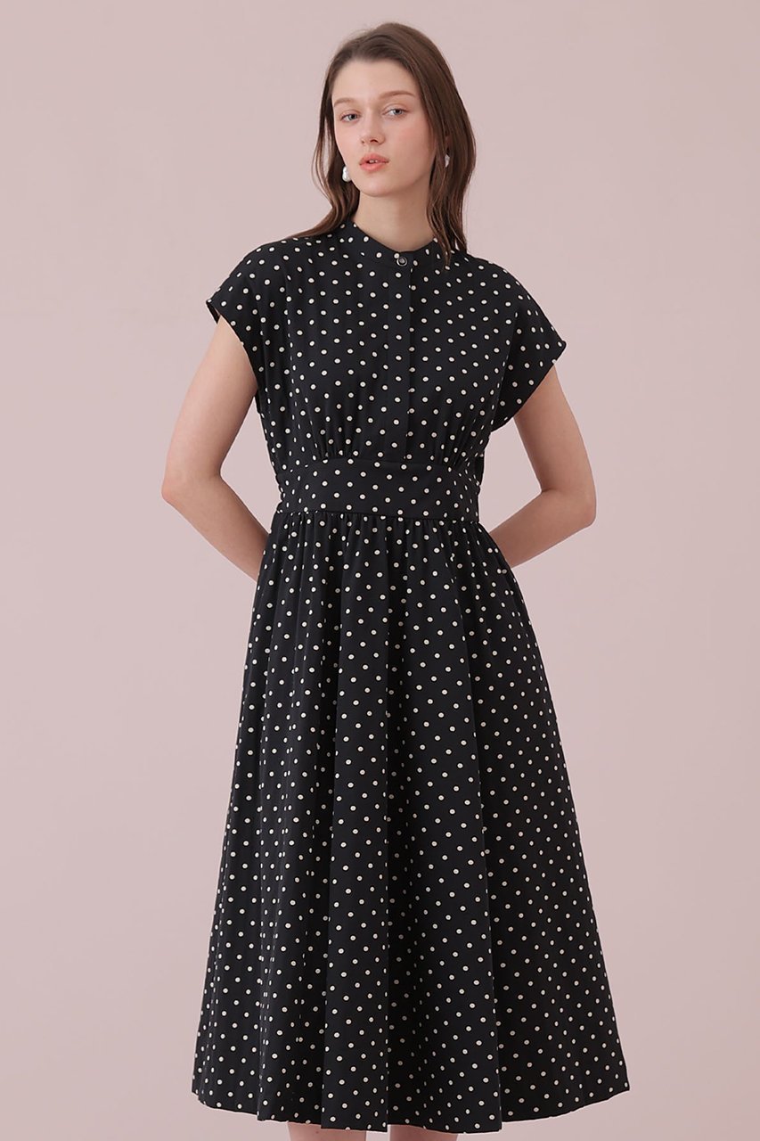 【アナイ/ANAYI】のモノトーンドットジャガードフレア ワンピース 人気、トレンドファッション・服の通販 founy(ファニー) 　ファッション　Fashion　レディースファッション　Fashion for Women　ワンピース　Dresses　チュニック　Tunic Tops & Dresses　2026年　2026　ジャカード／ジャガード　Jacquard, Woven Pattern　ストレッチ　Stretch, Stretchy Fabric　スリーブ　Sleeve, Long Sleeve / Short Sleeve　チュニック　Tunic, Long Top　ハーフ　Half, Half-Length　リラックス　Relax, Relaxed Fit　ロング　Long, Long-Length　夏　Summer　春　Spring　S/S・春夏　SS, Spring/Summer, Warm Season　軽量　Lightweight, Ultra Light　other-3|ID: prp329100004848480 ipo3291000000035875489