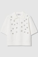 【アルアバイル/allureville】の【LOULOU WILLOUGHBY】フラワービジューポロ 人気、トレンドファッション・服の通販 founy(ファニー) ファッション Fashion レディースファッション Fashion for Women トップス・カットソー Cut & Sew Tops ニット Knit Tops & Sweaters カジュアルプルオーバー・ニットトップス Pullovers & Knit Tops / Casual Pullovers 2026年 2026 コンパクト Compact, Small Size バランス Balance, Style Balance ビジュー Bijou, Jewel-like Accent フェミニン Feminine, Girly ボトム Bottoms, Lower Wear モノトーン Monotone, Black and White ワイド Wide, Wide Fit エレガント 上品 Elegant 夏 Summer 春 Spring S/S・春夏 SS, Spring/Summer, Warm Season |ID:prp329100004848487