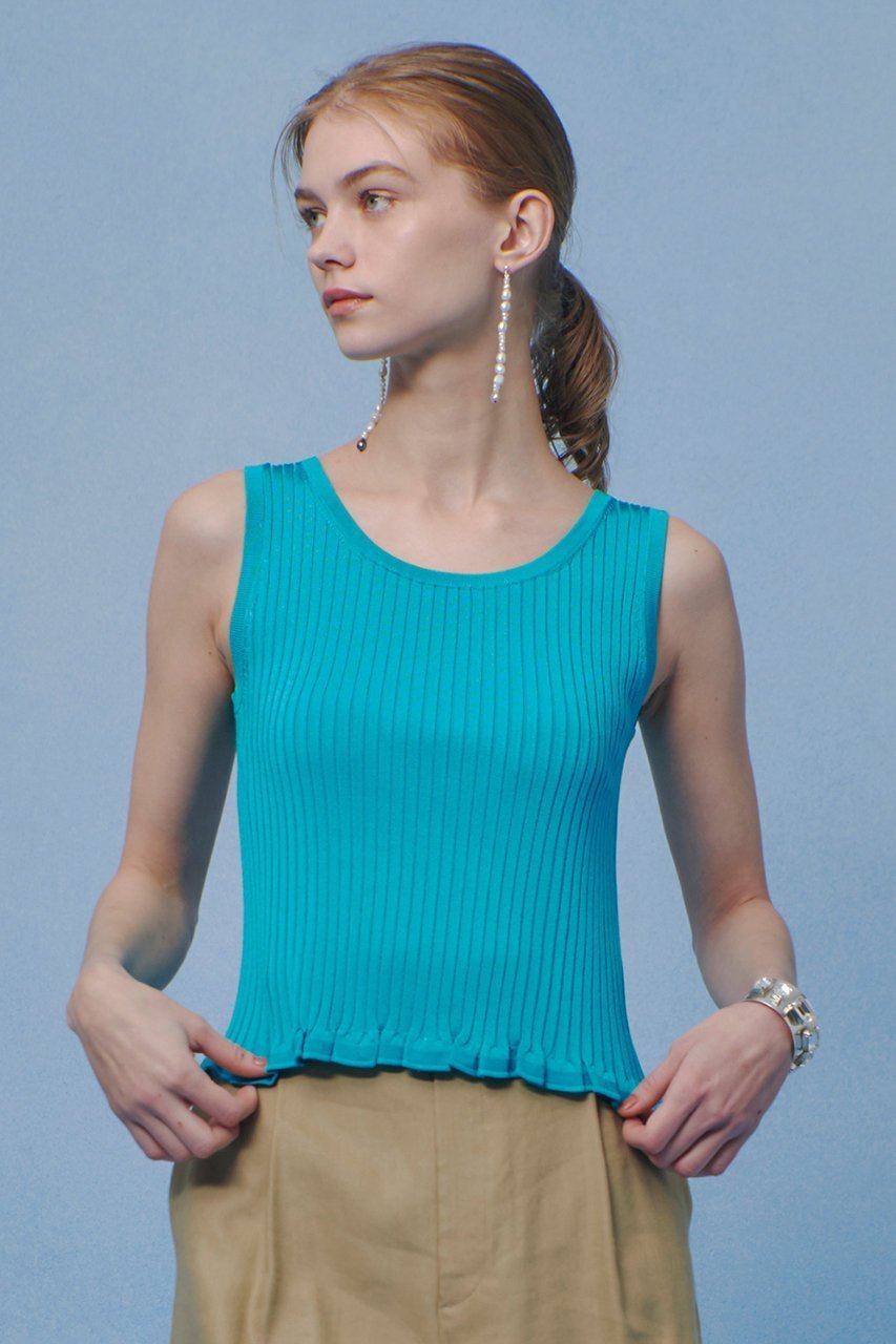 【アルアバイル/allureville】の【LOULOU WILLOUGHBY】ワイドリブヘムフリルタンク 人気、トレンドファッション・服の通販 founy(ファニー) 　ファッション　Fashion　レディースファッション　Fashion for Women　トップス・カットソー　Cut & Sew Tops　ニット　Knit Tops & Sweaters　カジュアルプルオーバー・ニットトップス　Pullovers & Knit Tops / Casual Pullovers　2026年　2026　アンサンブル　Ensemble Set　インナー　Innerwear　カーディガン　Cardigan, Knitwear　ジャケット　Jacket, Outerwear　フリル　Frill, Ruffle　ベーシック　Basic, Essential　エレガント 上品　Elegant　夏　Summer　春　Spring　S/S・春夏　SS, Spring/Summer, Warm Season　other-3|ID: prp329100004848489 ipo3291000000035444635