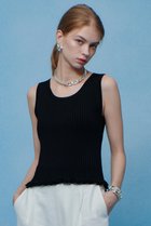 【アルアバイル/allureville】の【LOULOU WILLOUGHBY】ワイドリブヘムフリルタンク ブラック|ID: prp329100004848489 ipo3291000000035875537