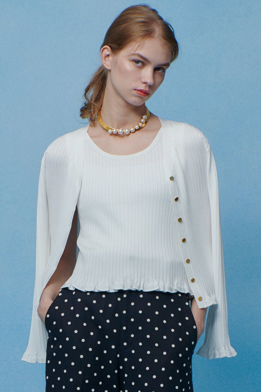 【アルアバイル/allureville】の【LOULOU WILLOUGHBY】ワイドリブヘムフリルカーディガン 人気、トレンドファッション・服の通販 founy(ファニー) 　ファッション　Fashion　レディースファッション　Fashion for Women　トップス・カットソー　Cut & Sew Tops　ニット　Knit Tops & Sweaters　カーディガン・羽織り　Layered Style Cardigans　2026年　2026　おすすめ　Recommended / Our Picks　エレガント 上品　Elegant　カーディガン　Cardigan, Knitwear　フリル　Frill, Ruffle　ベーシック　Basic, Essential　ワイドリブ　Wide Rib, Wide Ribbed Knit　夏　Summer　春　Spring　S/S・春夏　SS, Spring/Summer, Warm Season　 other-1|ID: prp329100004848490 ipo3291000000036025831