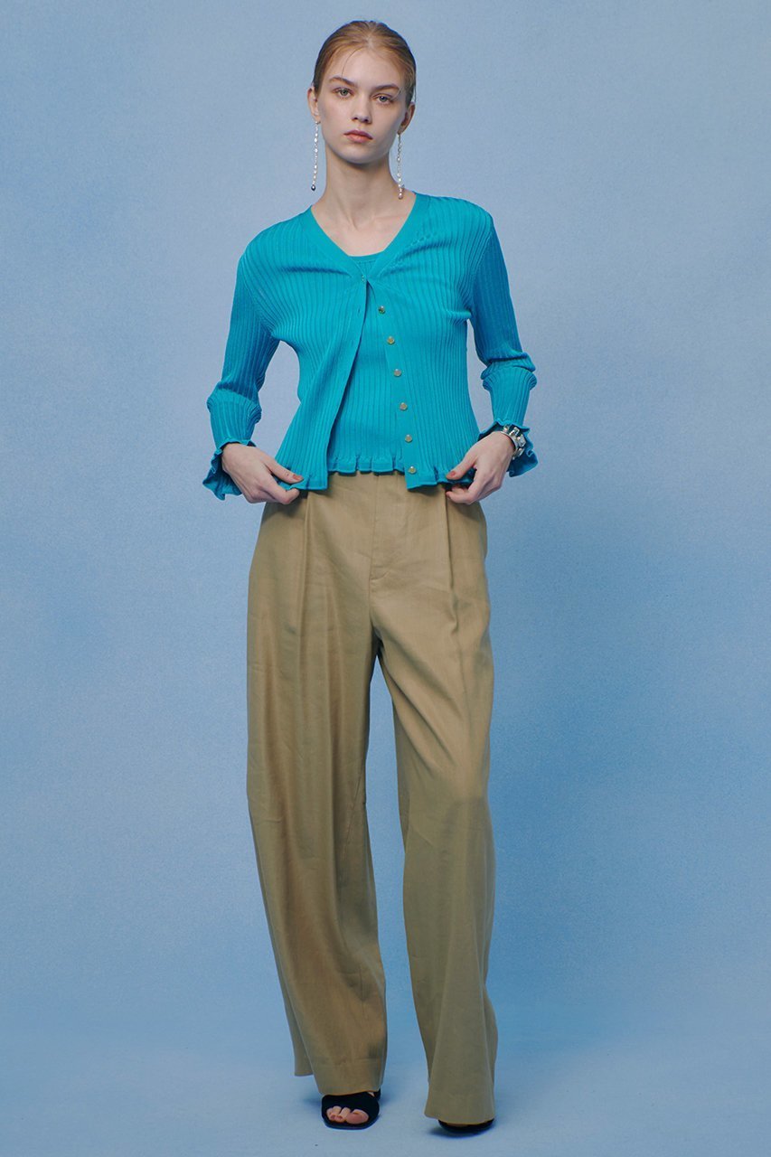 【アルアバイル/allureville】の【LOULOU WILLOUGHBY】ワイドリブヘムフリルカーディガン 人気、トレンドファッション・服の通販 founy(ファニー) 　ファッション　Fashion　レディースファッション　Fashion for Women　トップス・カットソー　Cut & Sew Tops　ニット　Knit Tops & Sweaters　カーディガン・羽織り　Layered Style Cardigans　2026年　2026　おすすめ　Recommended / Our Picks　エレガント 上品　Elegant　カーディガン　Cardigan, Knitwear　フリル　Frill, Ruffle　ベーシック　Basic, Essential　ワイドリブ　Wide Rib, Wide Ribbed Knit　夏　Summer　春　Spring　S/S・春夏　SS, Spring/Summer, Warm Season　other-4|ID: prp329100004848490 ipo3291000000036025842