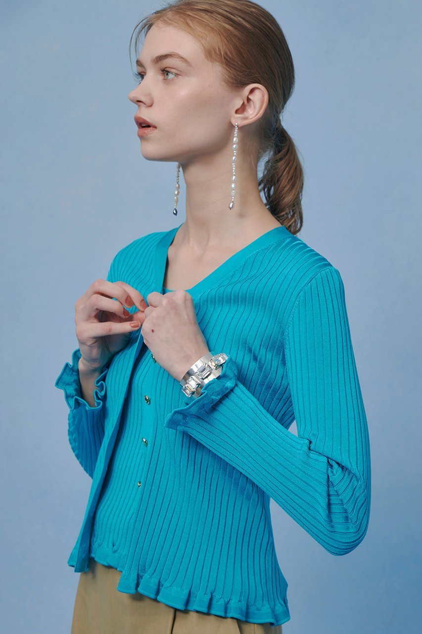 【アルアバイル/allureville】の【LOULOU WILLOUGHBY】ワイドリブヘムフリルカーディガン 人気、トレンドファッション・服の通販 founy(ファニー) 　ファッション　Fashion　レディースファッション　Fashion for Women　トップス・カットソー　Cut & Sew Tops　ニット　Knit Tops & Sweaters　カーディガン・羽織り　Layered Style Cardigans　2026年　2026　おすすめ　Recommended / Our Picks　エレガント 上品　Elegant　カーディガン　Cardigan, Knitwear　フリル　Frill, Ruffle　ベーシック　Basic, Essential　ワイドリブ　Wide Rib, Wide Ribbed Knit　夏　Summer　春　Spring　S/S・春夏　SS, Spring/Summer, Warm Season　other-5|ID: prp329100004848490 ipo3291000000036025843