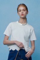 【アルアバイル/allureville】の【LOULOU WILLOUGHBY】パンチングスカラプルオーバー 人気、トレンドファッション・服の通販 founy(ファニー) ファッション Fashion レディースファッション Fashion for Women トップス・カットソー Cut & Sew Tops ニット Knit Tops & Sweaters カジュアルプルオーバー・ニットトップス Pullovers & Knit Tops / Casual Pullovers 2026年 2026 コンパクト Compact, Small Size スカラップ Scallop, Scalloped Edge スリット Slit, Slit Detail トレンド Trend, Trending Now レース Lace, Lace Fabric 今季 This Season, Current Season 半袖 Short Sleeve, Half Sleeve 夏 Summer 春 Spring S/S・春夏 SS, Spring/Summer, Warm Season |ID:prp329100004848491