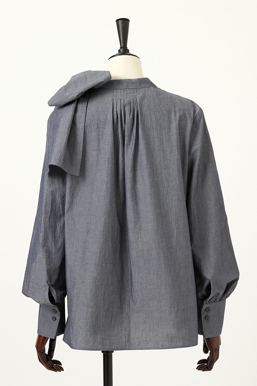 【オーヴィル/EAUVIRE】のシャンブレーボウタイブラウス 人気、トレンドファッション・服の通販 founy(ファニー) 　ファッション　Fashion　レディースファッション　Fashion for Women　トップス・カットソー　Cut & Sew Tops　シャツ・ブラウス・オフィスカジュアル　Elegant Blouses & Button-Ups　2026年　2026　アシンメトリー　Asymmetrical Style　ジャケット　Jacket, Outerwear　スリーブ　Sleeve, Long Sleeve / Short Sleeve　ドレープ　Drape, Draping Fabric　ロング　Long, Long-Length　夏　Summer　春　Spring　S/S・春夏　SS, Spring/Summer, Warm Season　other-3|ID: prp329100004848501 ipo3291000000035444726