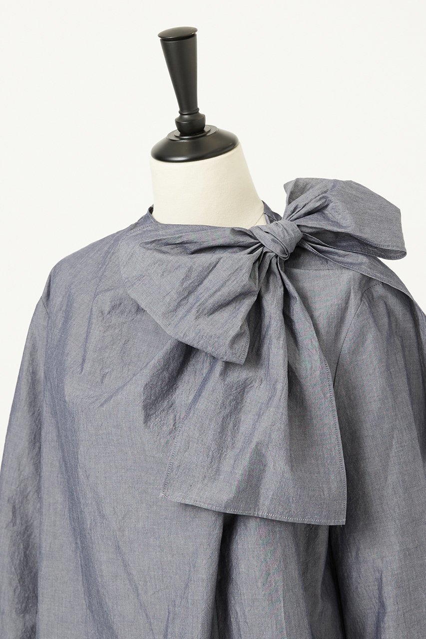 【オーヴィル/EAUVIRE】のシャンブレーボウタイブラウス 人気、トレンドファッション・服の通販 founy(ファニー) 　ファッション　Fashion　レディースファッション　Fashion for Women　トップス・カットソー　Cut & Sew Tops　シャツ・ブラウス・オフィスカジュアル　Elegant Blouses & Button-Ups　2026年　2026　アシンメトリー　Asymmetrical Style　ジャケット　Jacket, Outerwear　スリーブ　Sleeve, Long Sleeve / Short Sleeve　ドレープ　Drape, Draping Fabric　ロング　Long, Long-Length　夏　Summer　春　Spring　S/S・春夏　SS, Spring/Summer, Warm Season　other-4|ID: prp329100004848501 ipo3291000000035444727