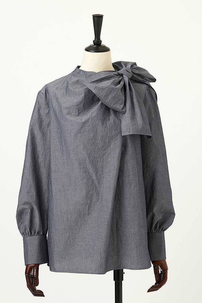 【オーヴィル/EAUVIRE】のシャンブレーボウタイブラウス インテリア・キッズ・メンズ・レディースファッション・服の通販 founy(ファニー) https://founy.com/ ファッション Fashion レディースファッション Fashion for Women トップス・カットソー Cut & Sew Tops シャツ・ブラウス・オフィスカジュアル Elegant Blouses & Button-Ups 2026年 2026 アシンメトリー Asymmetrical Style ジャケット Jacket, Outerwear スリーブ Sleeve, Long Sleeve / Short Sleeve ドレープ Drape, Draping Fabric ロング Long, Long-Length 夏 Summer 春 Spring S/S・春夏 SS, Spring/Summer, Warm Season |ID: prp329100004848501 ipo3291000000036092577