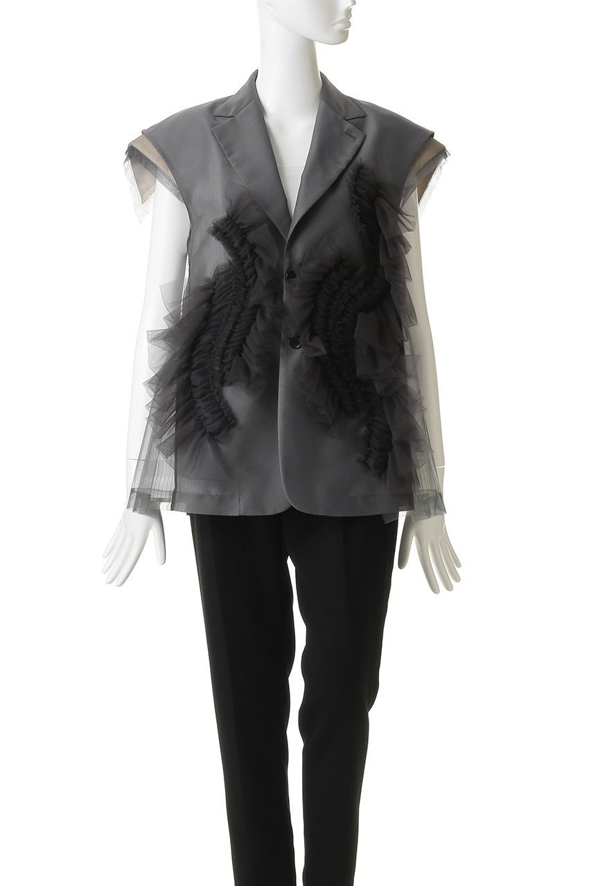 【チカ キサダ/CHIKA KISADA】のチュール デザイン ジレ 人気、トレンドファッション・服の通販 founy(ファニー) 　ファッション　Fashion　レディースファッション　Fashion for Women　アウター　Coat / Outerwear Collection　レディースジャケット・軽アウター　Jackets　2026年　2026　カットソー　Cut and Sewn Top　シンプル　Simple, Minimal　ジャケット　Jacket, Outerwear　チュール　Tulip, Tulip Motif　ドレス　Dress, One-Piece　フィット　Fit, Slim Fit　フォーマル　Formal, Dressy　ベスト　Vest, Waistcoat　夏　Summer　春　Spring　S/S・春夏　SS, Spring/Summer, Warm Season　other-2|ID: prp329100004848502 ipo3291000000035444735