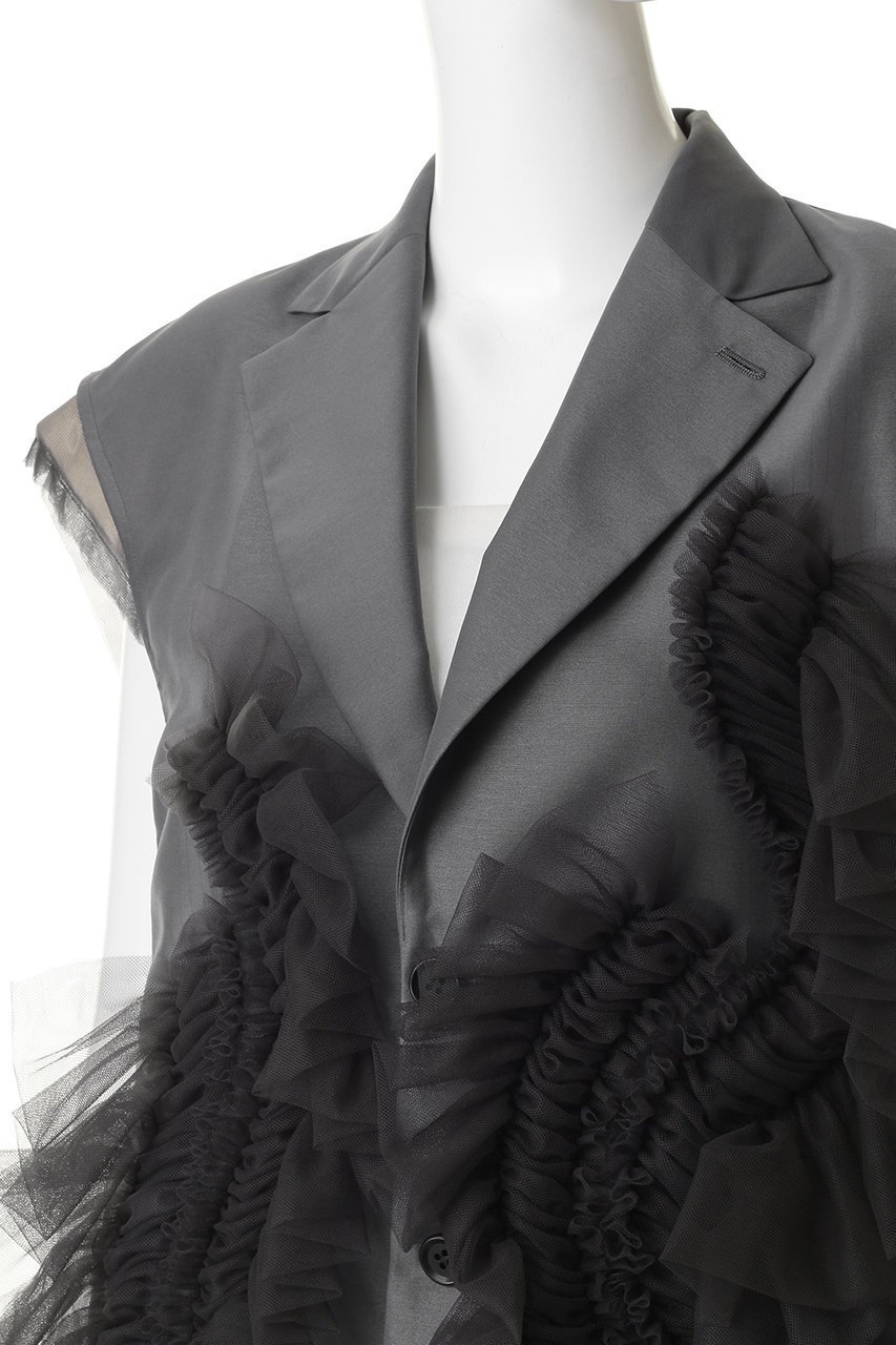 【チカ キサダ/CHIKA KISADA】のチュール デザイン ジレ 人気、トレンドファッション・服の通販 founy(ファニー) 　ファッション　Fashion　レディースファッション　Fashion for Women　アウター　Coat / Outerwear Collection　レディースジャケット・軽アウター　Jackets　2026年　2026　カットソー　Cut and Sewn Top　シンプル　Simple, Minimal　ジャケット　Jacket, Outerwear　チュール　Tulip, Tulip Motif　ドレス　Dress, One-Piece　フィット　Fit, Slim Fit　フォーマル　Formal, Dressy　ベスト　Vest, Waistcoat　夏　Summer　春　Spring　S/S・春夏　SS, Spring/Summer, Warm Season　other-5|ID: prp329100004848502 ipo3291000000035444738