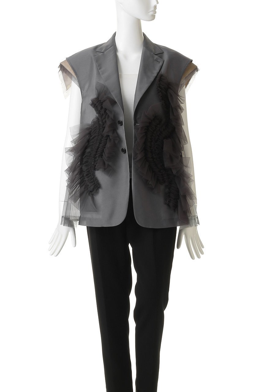 【チカ キサダ/CHIKA KISADA】のチュール デザイン ジレ 人気、トレンドファッション・服の通販 founy(ファニー) 　ファッション　Fashion　レディースファッション　Fashion for Women　アウター　Coat / Outerwear Collection　レディースジャケット・軽アウター　Jackets　2026年　2026　カットソー　Cut and Sewn Top　シンプル　Simple, Minimal　ジャケット　Jacket, Outerwear　チュール　Tulip, Tulip Motif　ドレス　Dress, One-Piece　フィット　Fit, Slim Fit　フォーマル　Formal, Dressy　ベスト　Vest, Waistcoat　夏　Summer　春　Spring　S/S・春夏　SS, Spring/Summer, Warm Season　other-8|ID: prp329100004848502 ipo3291000000035444741