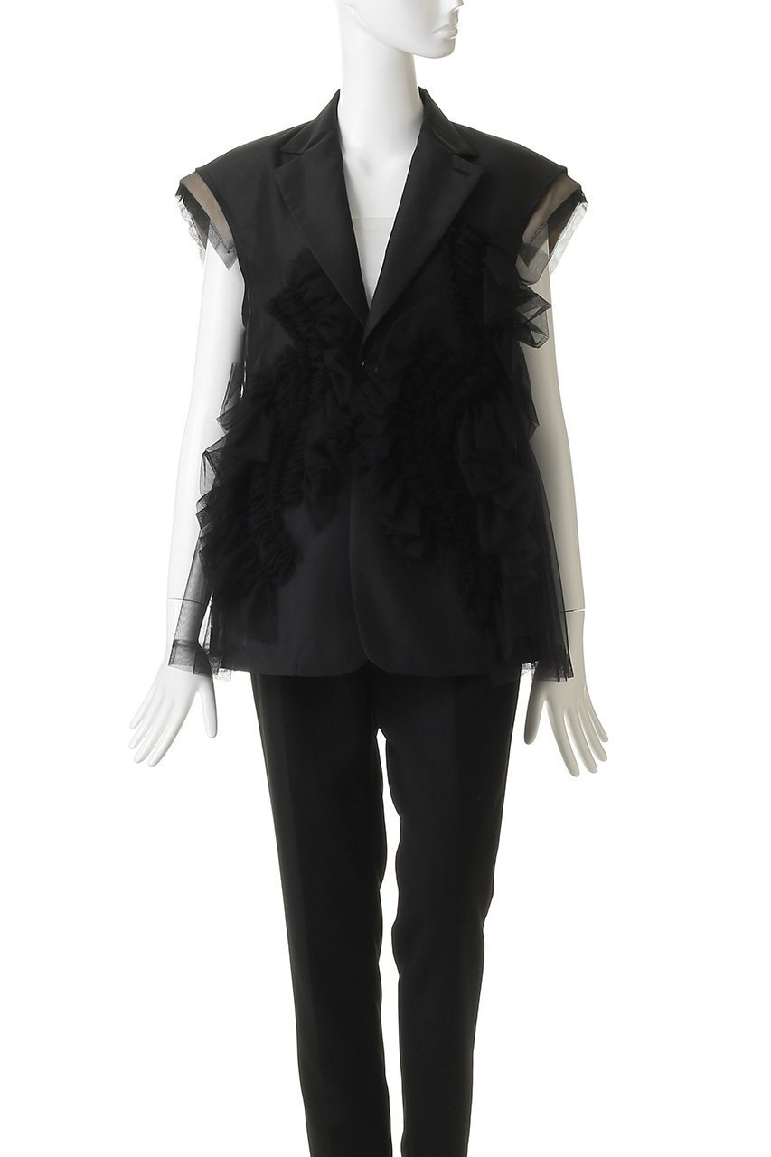 【チカ キサダ/CHIKA KISADA】のチュール デザイン ジレ 人気、トレンドファッション・服の通販 founy(ファニー) 　ファッション　Fashion　レディースファッション　Fashion for Women　アウター　Coat / Outerwear Collection　レディースジャケット・軽アウター　Jackets　2026年　2026　カットソー　Cut and Sewn Top　シンプル　Simple, Minimal　ジャケット　Jacket, Outerwear　チュール　Tulip, Tulip Motif　ドレス　Dress, One-Piece　フィット　Fit, Slim Fit　フォーマル　Formal, Dressy　ベスト　Vest, Waistcoat　夏　Summer　春　Spring　S/S・春夏　SS, Spring/Summer, Warm Season　other-2|ID: prp329100004848502 ipo3291000000035503123