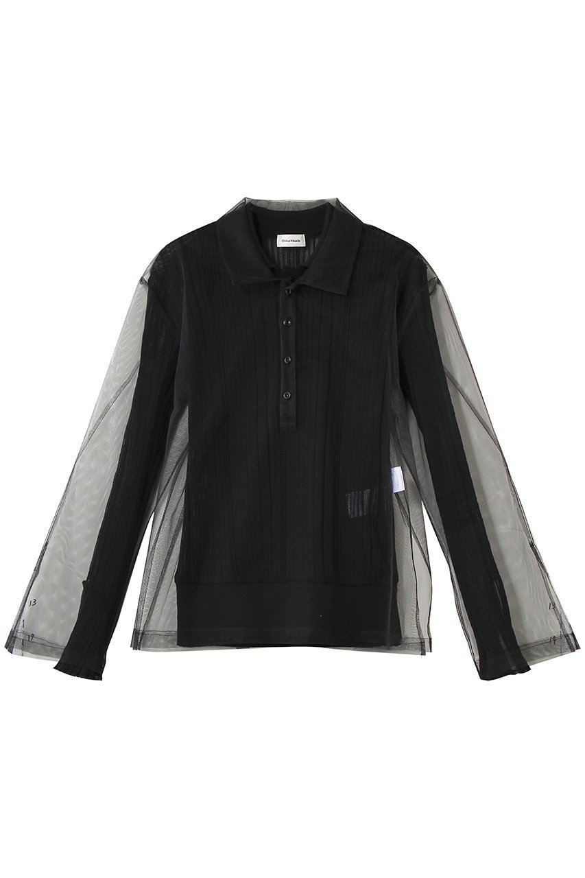 【チカ キサダ/CHIKA KISADA】のチュール レイヤー ポロニット インテリア・キッズ・メンズ・レディースファッション・服の通販 founy(ファニー) ファッション Fashion レディースファッション Fashion for Women トップス・カットソー Cut & Sew Tops ニット Knit Tops & Sweaters シャツ・ブラウス・オフィスカジュアル Elegant Blouses & Button-Ups ロングTシャツ・Tシャツ Longline T-Shirts & Tees カットソー・ベーシックTシャツ Cut-and-Sewn Tops / Stretch Tees & Basics 2026年 2026 スポーティ Sporty, Casual Athletic スリット Slit, Slit Detail スリーブ Sleeve, Long Sleeve / Short Sleeve チュール Tulip, Tulip Motif デニム Denim, Jeans Material ロング Long, Long-Length エレガント 上品 Elegant 夏 Summer 春 Spring S/S・春夏 SS, Spring/Summer, Warm Season ブラック|ID: prp329100004848513 ipo3291000000035444842