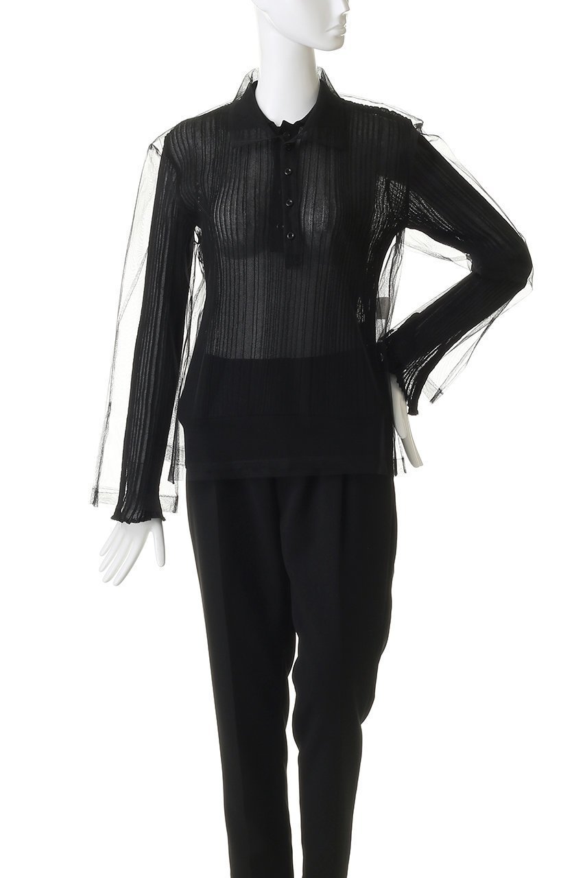 【チカ キサダ/CHIKA KISADA】のチュール レイヤー ポロニット 人気、トレンドファッション・服の通販 founy(ファニー) ファッション Fashion レディースファッション Fashion for Women トップス・カットソー Cut & Sew Tops ニット Knit Tops & Sweaters シャツ・ブラウス・オフィスカジュアル Elegant Blouses & Button-Ups ロングTシャツ・Tシャツ Longline T-Shirts & Tees カットソー・ベーシックTシャツ Cut-and-Sewn Tops / Stretch Tees & Basics 2026年 2026 スポーティ Sporty, Casual Athletic スリット Slit, Slit Detail スリーブ Sleeve, Long Sleeve / Short Sleeve チュール Tulip, Tulip Motif デニム Denim, Jeans Material ロング Long, Long-Length エレガント 上品 Elegant 夏 Summer 春 Spring S/S・春夏 SS, Spring/Summer, Warm Season other-2|ID: prp329100004848513 ipo3291000000035444843