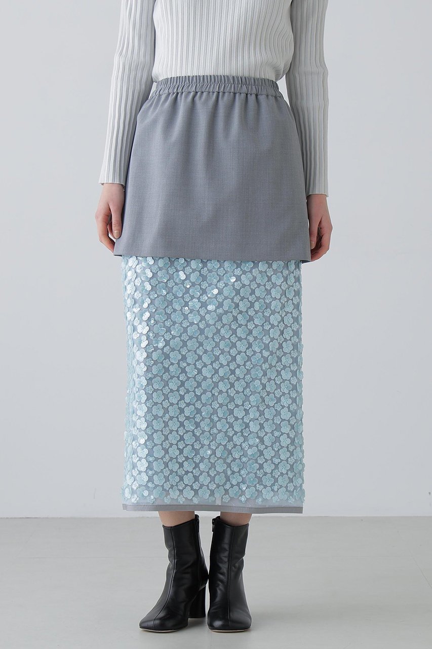 【アドーア/ADORE】のフラワーシークインスカート 人気、トレンドファッション・服の通販 founy(ファニー) 　ファッション　Fashion　レディースファッション　Fashion for Women　スカート　Skirts　ロングスカート　Long Skirts / Maxi & Midi Skirts　2026年　2026　おすすめ　Recommended / Our Picks　コンビ　Combo, Combination Style　ストレッチ　Stretch, Stretchy Fabric　ストレート　Straight, Straight Cut　スパンコール　Sequins, Sequin Embellishment　セットアップ　Set-Up, Coordinated Outfit　チュール　Tulip, Tulip Motif　モチーフ　Motif, Design Theme　ロング　Long, Long-Length　夏　Summer　春　Spring　S/S・春夏　SS, Spring/Summer, Warm Season　無地　Plain, Solid Color　other-4|ID: prp329100004849145 ipo3291000000035470041