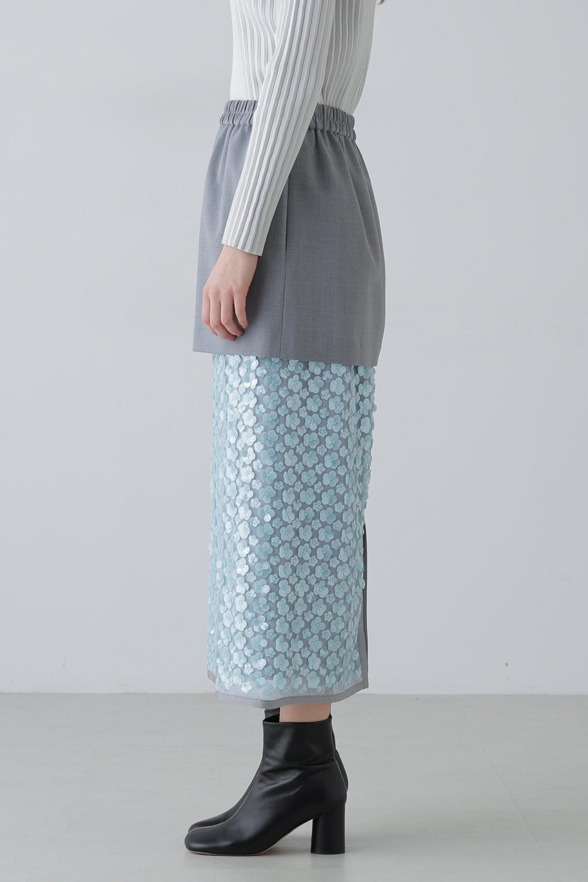 【アドーア/ADORE】のフラワーシークインスカート 人気、トレンドファッション・服の通販 founy(ファニー) 　ファッション　Fashion　レディースファッション　Fashion for Women　スカート　Skirts　ロングスカート　Long Skirts / Maxi & Midi Skirts　2026年　2026　おすすめ　Recommended / Our Picks　コンビ　Combo, Combination Style　ストレッチ　Stretch, Stretchy Fabric　ストレート　Straight, Straight Cut　スパンコール　Sequins, Sequin Embellishment　セットアップ　Set-Up, Coordinated Outfit　チュール　Tulip, Tulip Motif　モチーフ　Motif, Design Theme　ロング　Long, Long-Length　夏　Summer　春　Spring　S/S・春夏　SS, Spring/Summer, Warm Season　無地　Plain, Solid Color　other-5|ID: prp329100004849145 ipo3291000000035470042