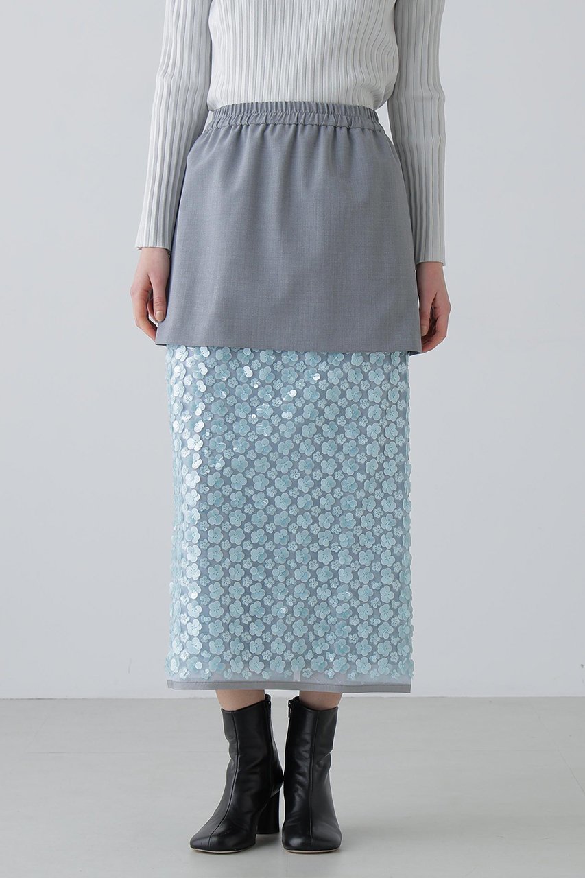 【アドーア/ADORE】のフラワーシークインスカート 人気、トレンドファッション・服の通販 founy(ファニー) 　ファッション　Fashion　レディースファッション　Fashion for Women　スカート　Skirts　ロングスカート　Long Skirts / Maxi & Midi Skirts　おすすめ　Recommended / Our Picks　コンビ　Combo, Combination Style　ストレッチ　Stretch, Stretchy Fabric　ストレート　Straight, Straight Cut　スパンコール　Sequins, Sequin Embellishment　セットアップ　Set-Up, Coordinated Outfit　チュール　Tulip, Tulip Motif　モチーフ　Motif, Design Theme　ロング　Long, Long-Length　無地　Plain, Solid Color　other-5|ID: prp329100004849145 ipo3291000000035998391