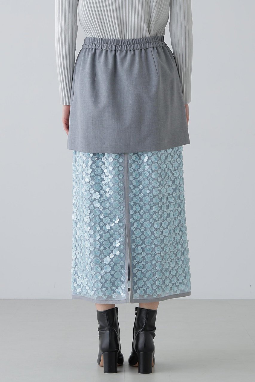 【アドーア/ADORE】のフラワーシークインスカート 人気、トレンドファッション・服の通販 founy(ファニー) 　ファッション　Fashion　レディースファッション　Fashion for Women　スカート　Skirts　ロングスカート　Long Skirts / Maxi & Midi Skirts　おすすめ　Recommended / Our Picks　コンビ　Combo, Combination Style　ストレッチ　Stretch, Stretchy Fabric　ストレート　Straight, Straight Cut　スパンコール　Sequins, Sequin Embellishment　セットアップ　Set-Up, Coordinated Outfit　チュール　Tulip, Tulip Motif　モチーフ　Motif, Design Theme　ロング　Long, Long-Length　無地　Plain, Solid Color　other-7|ID: prp329100004849145 ipo3291000000035998393