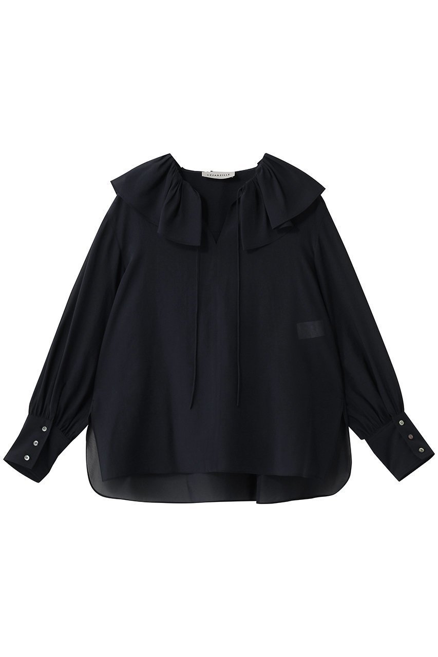【デパリエ/DEPAREILLE】のシルキーラッフルブラウス インテリア・キッズ・メンズ・レディースファッション・服の通販 founy(ファニー) ファッション Fashion レディースファッション Fashion for Women トップス・カットソー Cut & Sew Tops シャツ・ブラウス・オフィスカジュアル Elegant Blouses & Button-Ups 2026年 2026 なめらか Smooth, Silky Texture インナー Innerwear ジャケット Jacket, Outerwear スリーブ Sleeve, Long Sleeve / Short Sleeve ラッフル Ruffle, Frill ロング Long, Long-Length エレガント 上品 Elegant 夏 Summer 春 Spring S/S・春夏 SS, Spring/Summer, Warm Season ネイビー|ID: prp329100004849153 ipo3291000000035470099