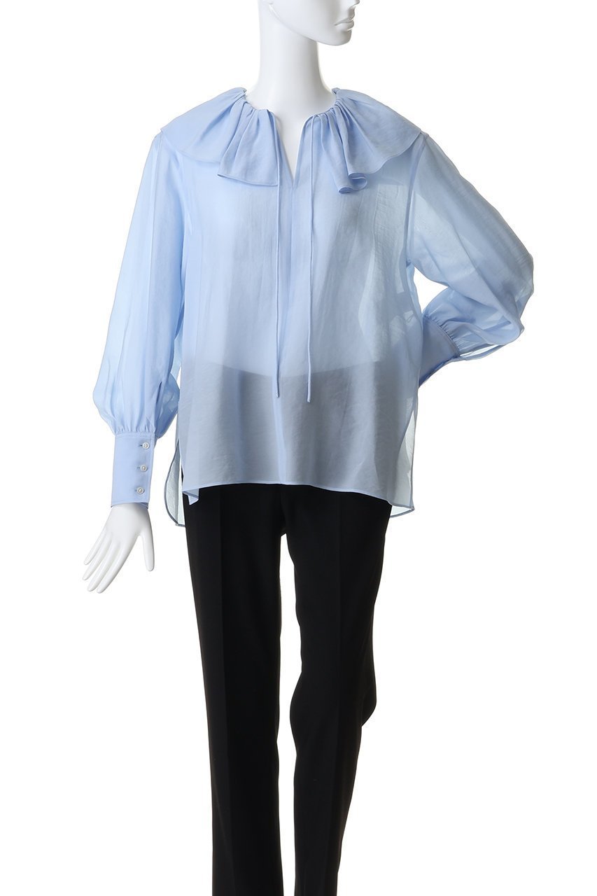 【デパリエ/DEPAREILLE】のシルキーラッフルブラウス 人気、トレンドファッション・服の通販 founy(ファニー) 　ファッション　Fashion　レディースファッション　Fashion for Women　トップス・カットソー　Cut & Sew Tops　シャツ・ブラウス・オフィスカジュアル　Elegant Blouses & Button-Ups　なめらか　Smooth, Silky Texture　インナー　Innerwear　ジャケット　Jacket, Outerwear　スリーブ　Sleeve, Long Sleeve / Short Sleeve　ラッフル　Ruffle, Frill　ロング　Long, Long-Length　エレガント 上品　Elegant　other-2|ID: prp329100004849153 ipo3291000000035853685