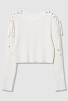 【アルアバイル/allureville】の【LOULOU WILLOUGHBY】レースアップショルダープルオーバー 人気、トレンドファッション・服の通販 founy(ファニー) ファッション Fashion レディースファッション Fashion for Women トップス・カットソー Cut & Sew Tops ニット Knit Tops & Sweaters カジュアルプルオーバー・ニットトップス Pullovers & Knit Tops / Casual Pullovers 2026年 2026 おすすめ Recommended / Our Picks クロップド Cropped, Short Length コンパクト Compact, Small Size ストリング String, Drawstring バランス Balance, Style Balance ミドル Middle Length, Mid Height レース Lace, Lace Fabric 夏 Summer 春 Spring S/S・春夏 SS, Spring/Summer, Warm Season |ID:prp329100004849158