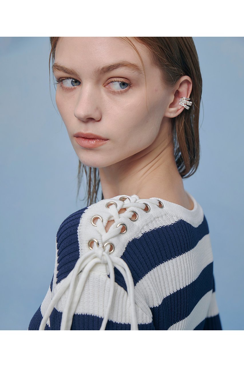 【アルアバイル/allureville】の【LOULOU WILLOUGHBY】レースアップショルダープルオーバー 人気、トレンドファッション・服の通販 founy(ファニー) 　ファッション　Fashion　レディースファッション　Fashion for Women　トップス・カットソー　Cut & Sew Tops　ニット　Knit Tops & Sweaters　カジュアルプルオーバー・ニットトップス　Pullovers & Knit Tops / Casual Pullovers　2026年　2026　おすすめ　Recommended / Our Picks　クロップド　Cropped, Short Length　コンパクト　Compact, Small Size　ストリング　String, Drawstring　バランス　Balance, Style Balance　ミドル　Middle Length, Mid Height　レース　Lace, Lace Fabric　夏　Summer　春　Spring　S/S・春夏　SS, Spring/Summer, Warm Season　other-2|ID: prp329100004849158 ipo3291000000035470142