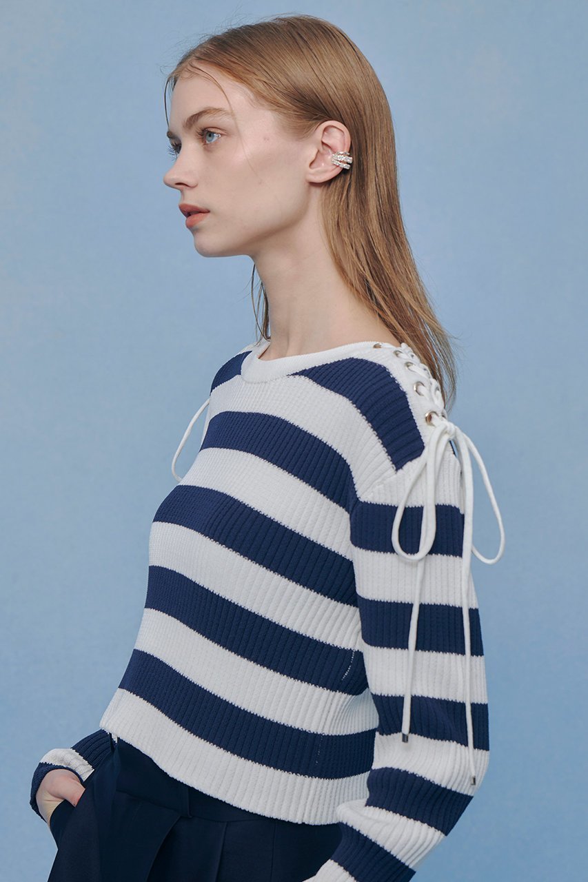 【アルアバイル/allureville】の【LOULOU WILLOUGHBY】レースアップショルダープルオーバー 人気、トレンドファッション・服の通販 founy(ファニー) 　ファッション　Fashion　レディースファッション　Fashion for Women　トップス・カットソー　Cut & Sew Tops　ニット　Knit Tops & Sweaters　カジュアルプルオーバー・ニットトップス　Pullovers & Knit Tops / Casual Pullovers　2026年　2026　おすすめ　Recommended / Our Picks　クロップド　Cropped, Short Length　コンパクト　Compact, Small Size　ストリング　String, Drawstring　バランス　Balance, Style Balance　ミドル　Middle Length, Mid Height　レース　Lace, Lace Fabric　夏　Summer　春　Spring　S/S・春夏　SS, Spring/Summer, Warm Season　other-3|ID: prp329100004849158 ipo3291000000035470143