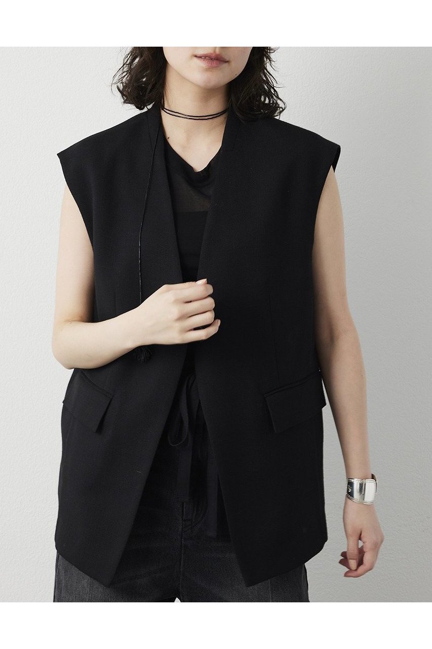 【ウィムガゼット/Whim Gazette】のリネンライクジレ インテリア・キッズ・メンズ・レディースファッション・服の通販 founy(ファニー) 　ファッション　Fashion　レディースファッション　Fashion for Women　アウター　Coat / Outerwear Collection　レディースジャケット・軽アウター　Jackets　おすすめ　Recommended / Our Picks　クール　Cool, Chic　ショルダー　Shoulder, Shoulder Strap　ジャケット　Jacket, Outerwear　セットアップ　Set-Up, Coordinated Outfit　ベスト　Vest, Waistcoat　リラックス　Relax, Relaxed Fit　エレガント 上品　Elegant　新作・新入荷　New Arrivals / New In　ブラック|ID: prp329100004849161 ipo3291000000035853738