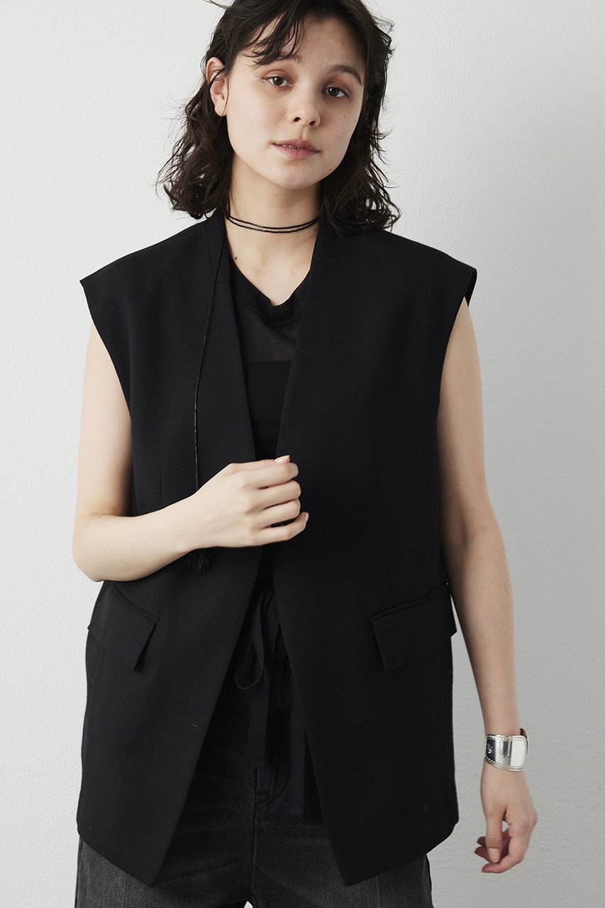 【ウィムガゼット/Whim Gazette】のリネンライクジレ インテリア・キッズ・メンズ・レディースファッション・服の通販 founy(ファウニー) 　ファッション　Fashion　レディースファッション　Fashion for Women　アウター　Coat / Outerwear Collection　レディースジャケット・軽アウター　Jackets　おすすめ　Recommended / Our Picks　クール　Cool, Chic　ショルダー　Shoulder, Shoulder Strap　ジャケット　Jacket, Outerwear　セットアップ　Set-Up, Coordinated Outfit　ベスト　Vest, Waistcoat　リラックス　Relax, Relaxed Fit　エレガント 上品　Elegant　ブラック|ID: prp329100004849161 ipo3291000000036781395