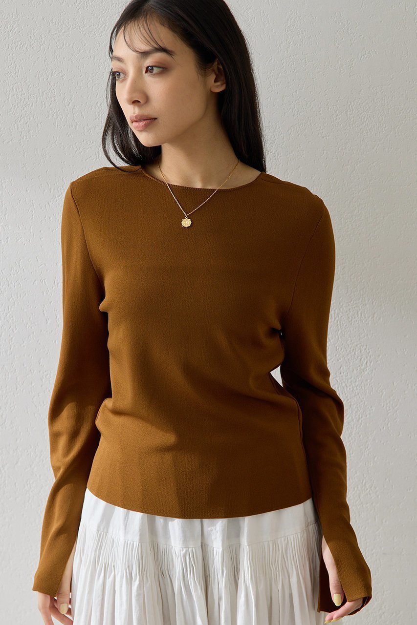 【ウィムガゼット/Whim Gazette】の2wayスムースプルオーバー インテリア・キッズ・メンズ・レディースファッション・服の通販 founy(ファニー) 　ファッション　Fashion　レディースファッション　Fashion for Women　トップス・カットソー　Cut & Sew Tops　ニット　Knit Tops & Sweaters　カジュアルプルオーバー・ニットトップス　Pullovers & Knit Tops / Casual Pullovers　2026年　2026　なめらか　Smooth, Silky Texture　シンプル　Simple, Minimal　スリット　Slit, Slit Detail　デコルテ　Décolleté, Neckline　バランス　Balance, Style Balance　ボトム　Bottoms, Lower Wear　エレガント 上品　Elegant　夏　Summer　春　Spring　S/S・春夏　SS, Spring/Summer, Warm Season　ブラウン|ID: prp329100004849162 ipo3291000000035470175