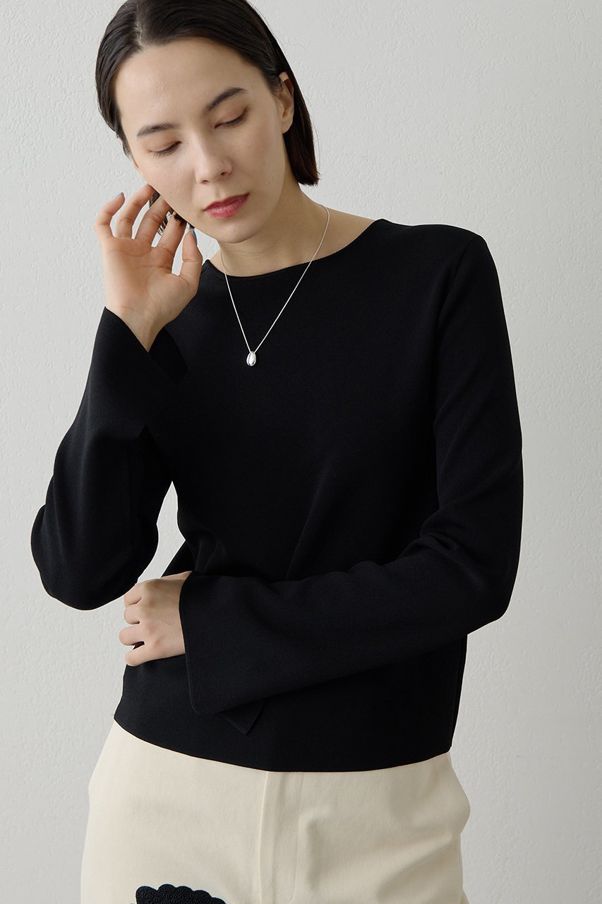 【ウィムガゼット/Whim Gazette】の2wayスムースプルオーバー インテリア・キッズ・メンズ・レディースファッション・服の通販 founy(ファウニー) 　ファッション　Fashion　レディースファッション　Fashion for Women　トップス・カットソー　Cut & Sew Tops　ニット　Knit Tops & Sweaters　カジュアルプルオーバー・ニットトップス　Pullovers & Knit Tops / Casual Pullovers　なめらか　Smooth, Silky Texture　シンプル　Simple, Minimal　スリット　Slit, Slit Detail　デコルテ　Décolleté, Neckline　バランス　Balance, Style Balance　ボトム　Bottoms, Lower Wear　エレガント 上品　Elegant　春　Spring　ブラック|ID: prp329100004849162 ipo3291000000036781421