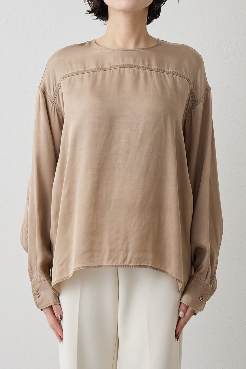 【ウィムガゼット/Whim Gazette】のピグメントクルーブラウス 人気、トレンドファッション・服の通販 founy(ファニー) 　ファッション　Fashion　レディースファッション　Fashion for Women　トップス・カットソー　Cut & Sew Tops　シャツ・ブラウス・オフィスカジュアル　Elegant Blouses & Button-Ups　おすすめ　Recommended / Our Picks　キュプラ　Cupro, Eco Fabric　クール　Cool, Chic　シルク　Silk, 100% Silk　シンプル　Simple, Minimal　スリーブ　Sleeve, Long Sleeve / Short Sleeve　セットアップ　Set-Up, Coordinated Outfit　モダン　Modern, Contemporary　ロング　Long, Long-Length　ヴィンテージ　Vintage Style　新作・新入荷　New Arrivals / New In　other-6|ID: prp329100004849163 ipo3291000000035853780