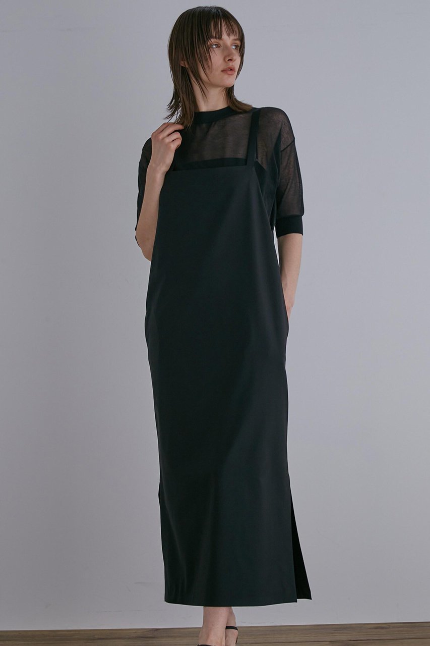 【ル フィル/LE PHIL】の《LE PHIL》ドライウールキャミソールドレス インテリア・キッズ・メンズ・レディースファッション・服の通販 founy(ファニー) 　ファッション　Fashion　レディースファッション　Fashion for Women　ワンピース　Dresses　フォーマル・パーティードレス・結婚式用ドレス　Elegant & Casual Dresses　チュニック　Tunic Tops & Dresses　インナー　Innerwear　キャミソール　Camisole, Spaghetti Strap Top　チュニック　Tunic, Long Top　ロング　Long, Long-Length　エレガント 上品　Elegant　ブラック|ID: prp329100004849172 ipo3291000000035470366