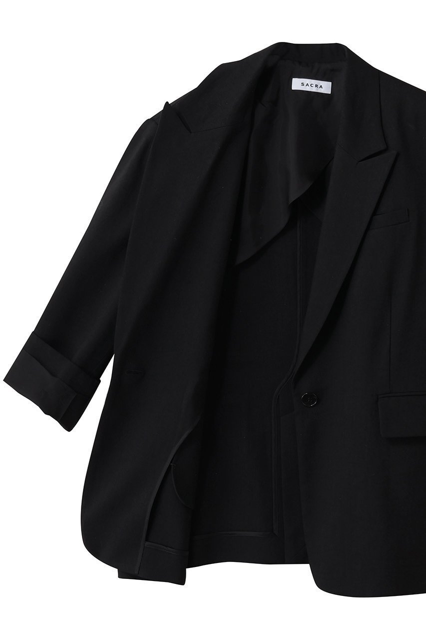 【サクラ/SACRA】のリネンウールギャバジンジャケット 人気、トレンドファッション・服の通販 founy(ファニー) 　ファッション　Fashion　レディースファッション　Fashion for Women　アウター　Coat / Outerwear Collection　レディースジャケット・軽アウター　Jackets　ジャケット　Jacket, Outerwear　ドロップ　Drop Shoulder, Dropped Style　フロント　Front, Front Design　マニッシュ　Mannish, Boyish　リネン　Linen, Linen Fabric　エレガント 上品　Elegant　再入荷　Restock / Back in Stock　夏　Summer　春　Spring　S/S・春夏　SS, Spring/Summer, Warm Season　other-6|ID: prp329100004849302 ipo3291000000036073800